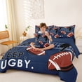 thumbnail image 3 of Castle Fairy Eat Sleep Football Full Size Bedding Sets 7 Pieces, Rugby Court Full Size Bed in a Bag, Navy Brown,Navy Blue Reversible, 3 of 7