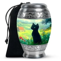 KARYLIZ Cat Urns For Ashes Large - Large Urns For Human Ashes Adult Female - Green Flowers Cremation Urn - Funeral Urn For Adult Ashes Women & Men - Funeral For Human Ashes Adult Man 10 Inch