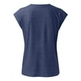 thumbnail image 5 of Womens T Shirts Summer Tops Cap Sleeve Casual V Neck Solid Casual Shirts Loose Fit Blouse T-Shirt, 5 of 7