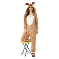 thumbnail image 7 of JAJAHO Womens Christmas Pajamas Reindeer Onesie Antler Hooded Fluffy Long Sleeve Zipper Jumpsuits Xmas Holiday Home Clothes, 7 of 7
