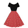 thumbnail image 3 of WILLBEST Vestido De Verano Para Mujer, Estilo Vintage, Con Hombros Descubiertos Y Lunares, Corte En A, Largo Hasta La Rodilla, Vestido De Verano, 3 of 3