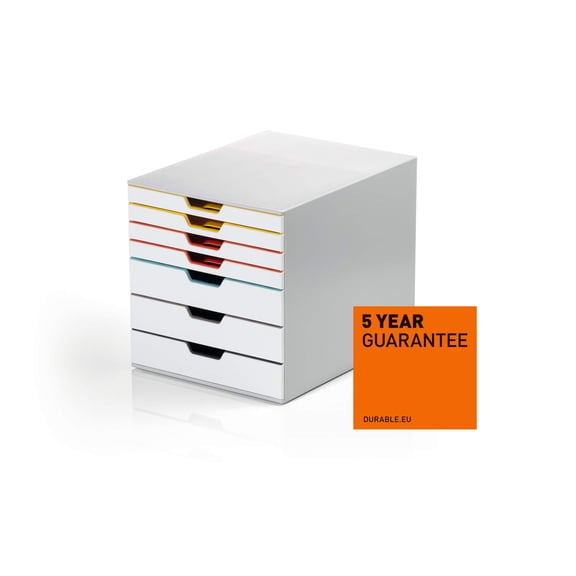 Durable VARICOLOR MIX Desktop Organizer 7 Drawer Color Coded Storage | Letter Size 