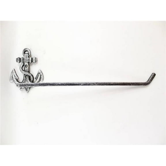 Handcrafted Model Ships K-9210-P-Silver 17 in. Rustic Silver Cast Iron Anchor Wall Mounted Paper Towel Holder