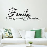 VWAQ Family, Life's Greatest Blessing Wall Decal Inspirational Quote Family Wall Art VWAQ-2789 (22"W X 8.5"H)