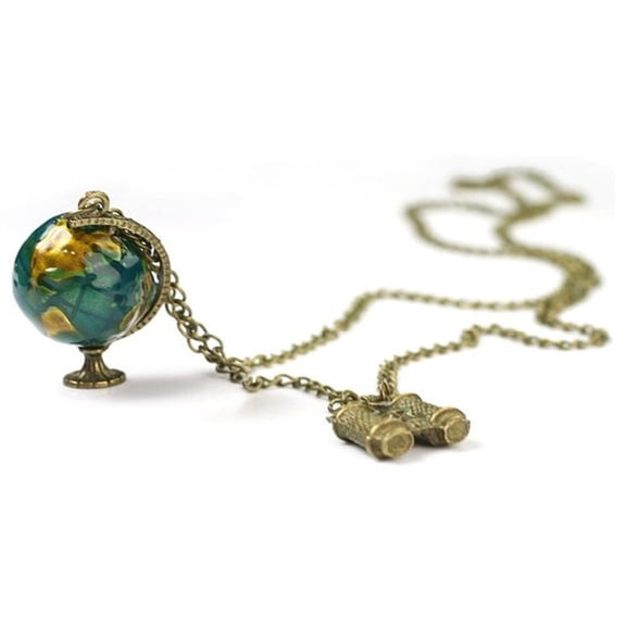 ADDHAT vintage pendants necklace Globe Necklace Multi 1Set Sweater Chain Gift for Women