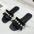 thumbnail image 1 of Sandalias de artificiales Sandalias planas de perlas artificiales Mujer Playa Casual Caminar Verano Zapatilla Zapatos de moda para el hogar diario Negro 40 LYUMO zapato, 1 of 1