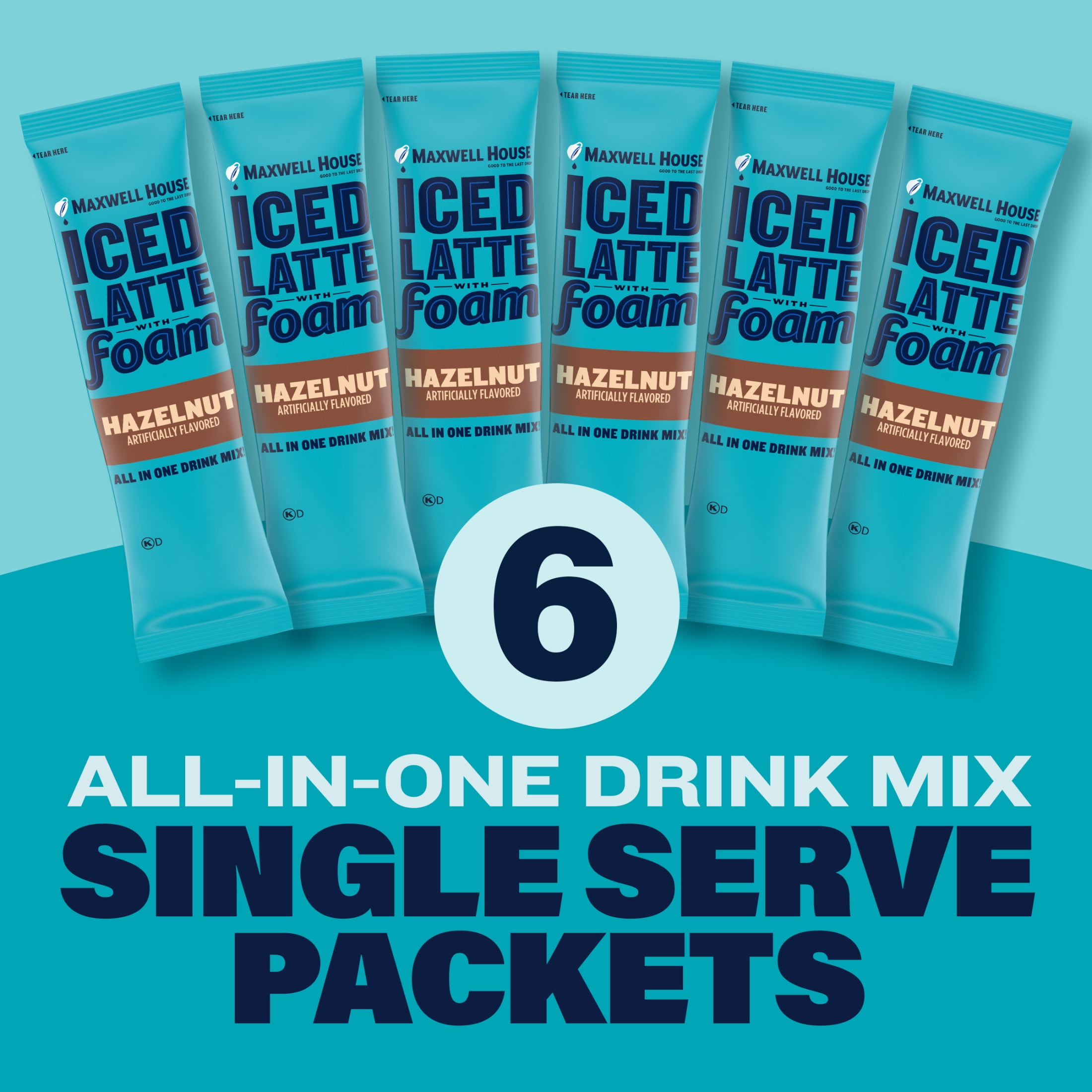 Maxwell House Iced Hazelnut Latte with Foam Instant Coffee Drink Mix, 5.82 oz, 6 Packets