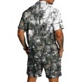 thumbnail image 6 of Men's Retro Matching Set Summer Beach 2 Piece Outfits Button Down Shirts and Shorts Vacation Outfits, 6 of 6
