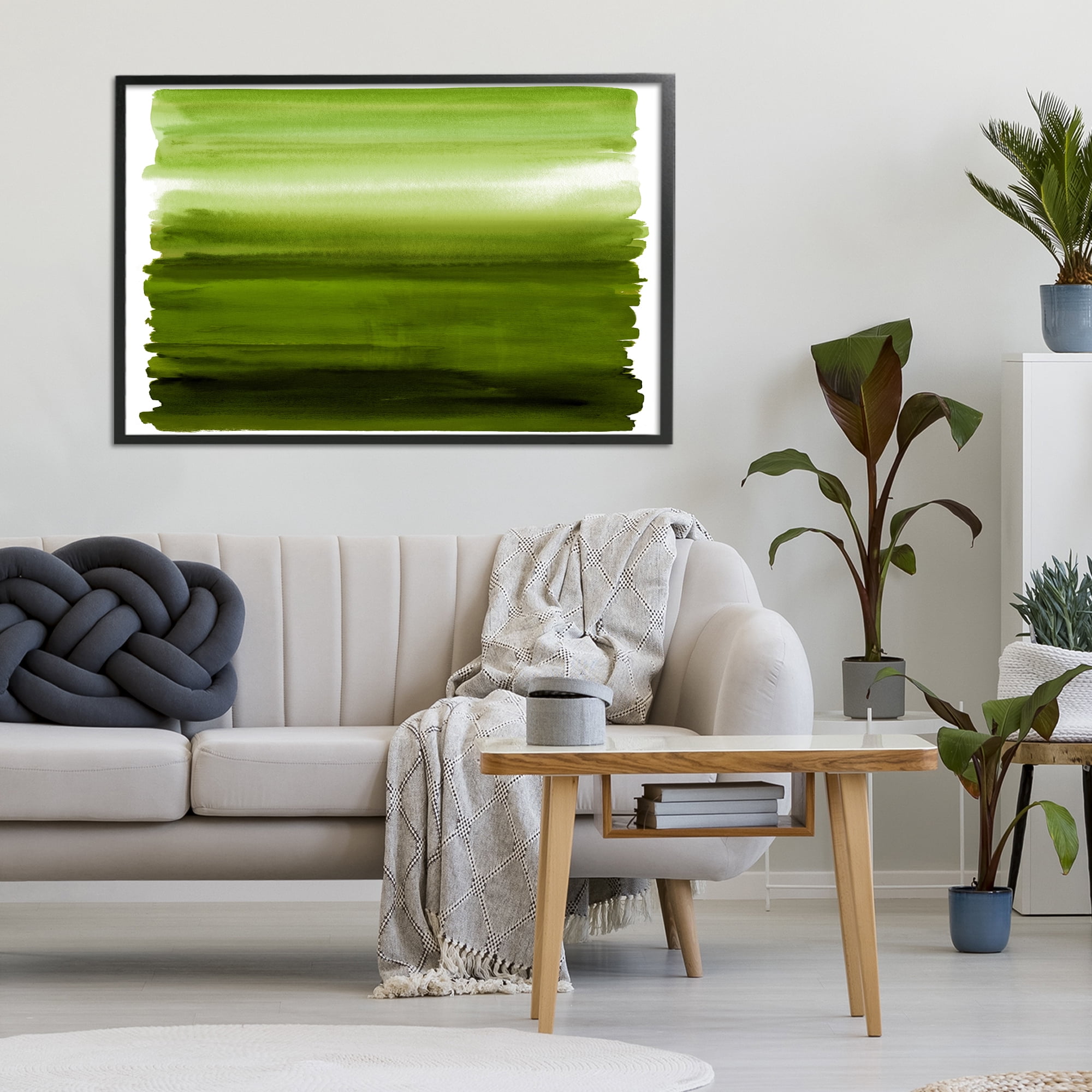 Stupell Industries Ombre Green Gradient Black Framed Giclee Art, design by Allie Corbin