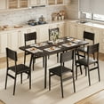 thumbnail image 5 of 7-Piece Extendable Dining Table Set,63"Kitchen Table with 6 Padded Chairs,MDF & Metal Frame,Space-Saving for 4-6 People, Small Spaces, Black, 5 of 13
