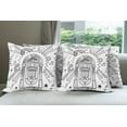 thumbnail image 6 of Ambesonne Retro Throw Pillow Cover 4 Pack, Cartoon Sketchy Music Box, 18", Black and White, 6 of 7