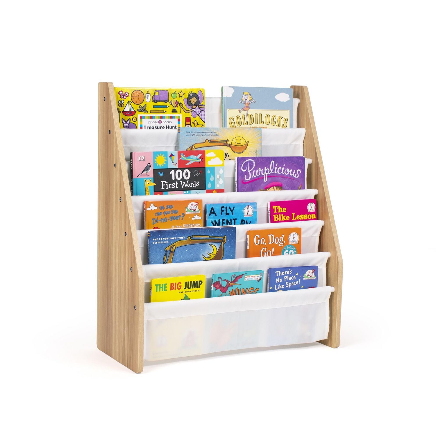 Humble Crew Kids Journey Supersized Book Rack Storage Bookshelf, 6 Tiers, Natural/White