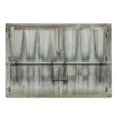 

Rustic Cutting Board Retro Entrance with Padlock to Abandoned House Wooden Gate Rough Oak Agriculture Image Decorative Tempered Glass Cutting and Serving Board Large Size Brown by Ambesonne