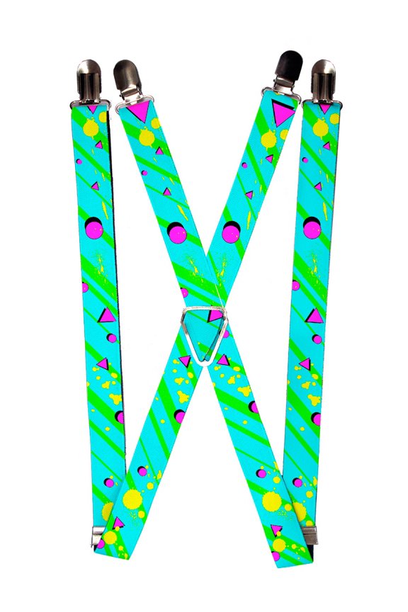Bright Colorful Colors Shapes Diagonal Striped Pattern Suspenders