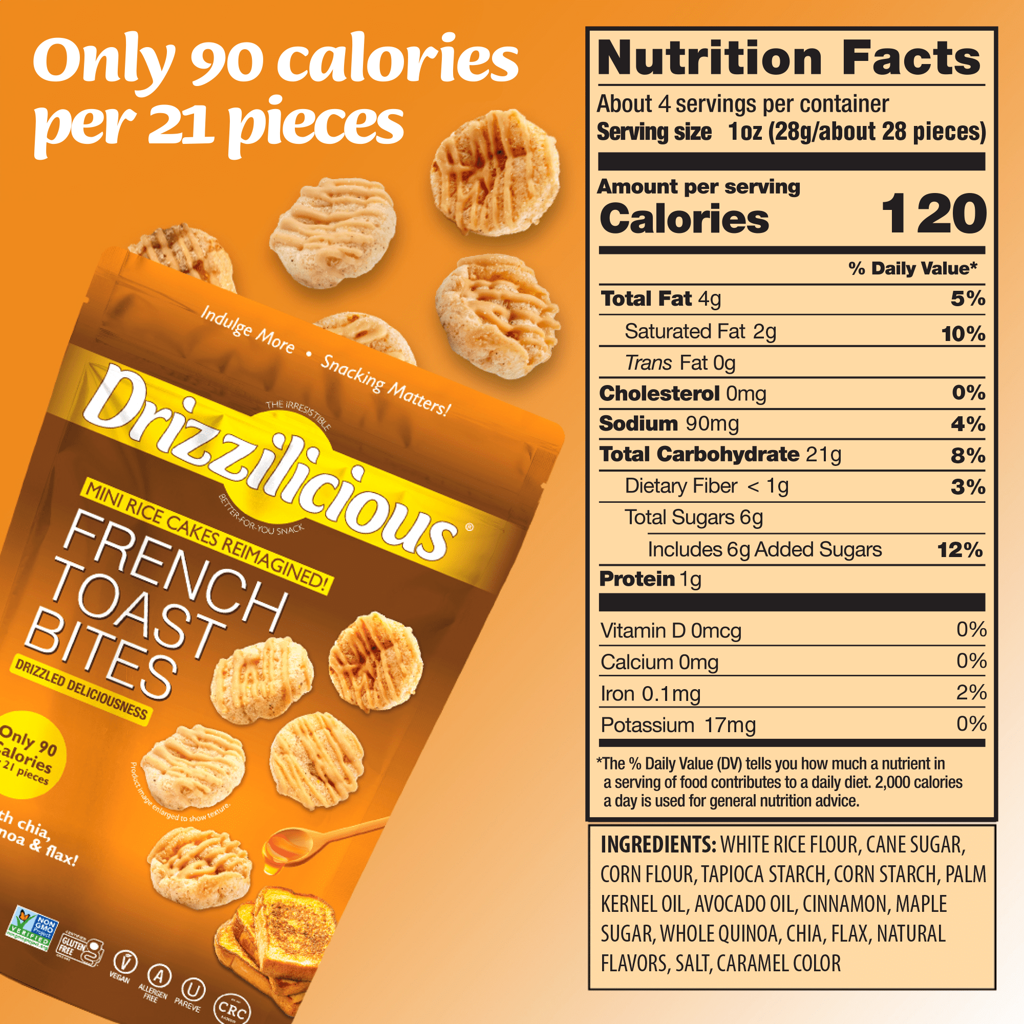 Drizzilicious French Toast Mini Rice Cake Bites, 4 oz