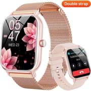 Mingwear 1.85-Inch Men's and Women's smartwatch fits for Android and iPhone Devices with Fitness Tracker, Pedometer, Answer/Call/120 Sport Modes, IP68 Waterproof Fitness Watch, (Milanese Steel Band)