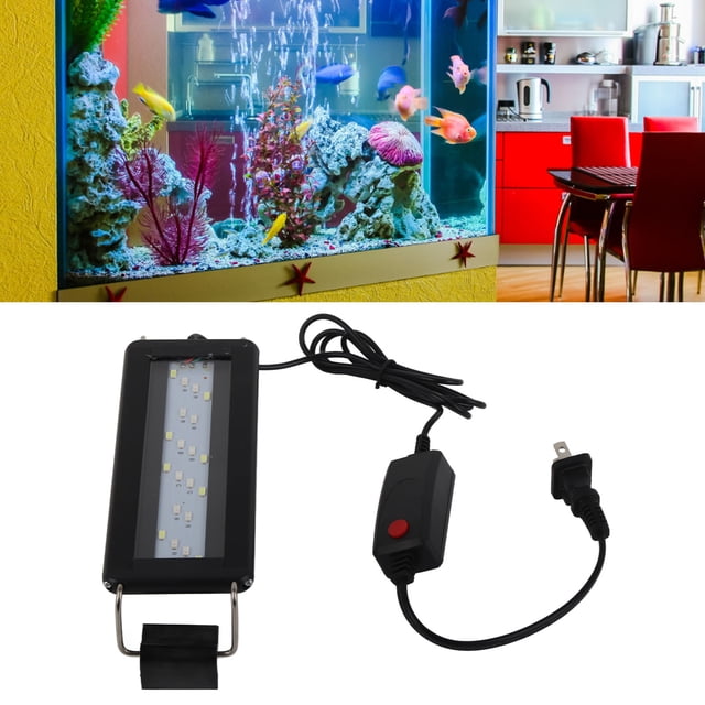Aquarium Light, Ultra Thin 3 Color Changing Adjustable Full Spectrum LED Fish Light with Extendable Bracket and External Controller, Eye Aquarium Light for Plants