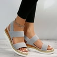 thumbnail image 6 of NOKIO Women Minimalist Wedge Sandals Fabric Slingback Vacation Sandals Summer Open Toe Platform Shoes Shoes Womens Espadrilles Strap Open Toe Wedges Flats Sandals, 6 of 9