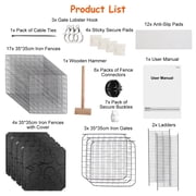 Imountek Large 3 Tier Cat Metal Fence, Detachable Crate Kennel with 2 Ladders Large Cat Cage Indoor for 1-2 Pets, Black