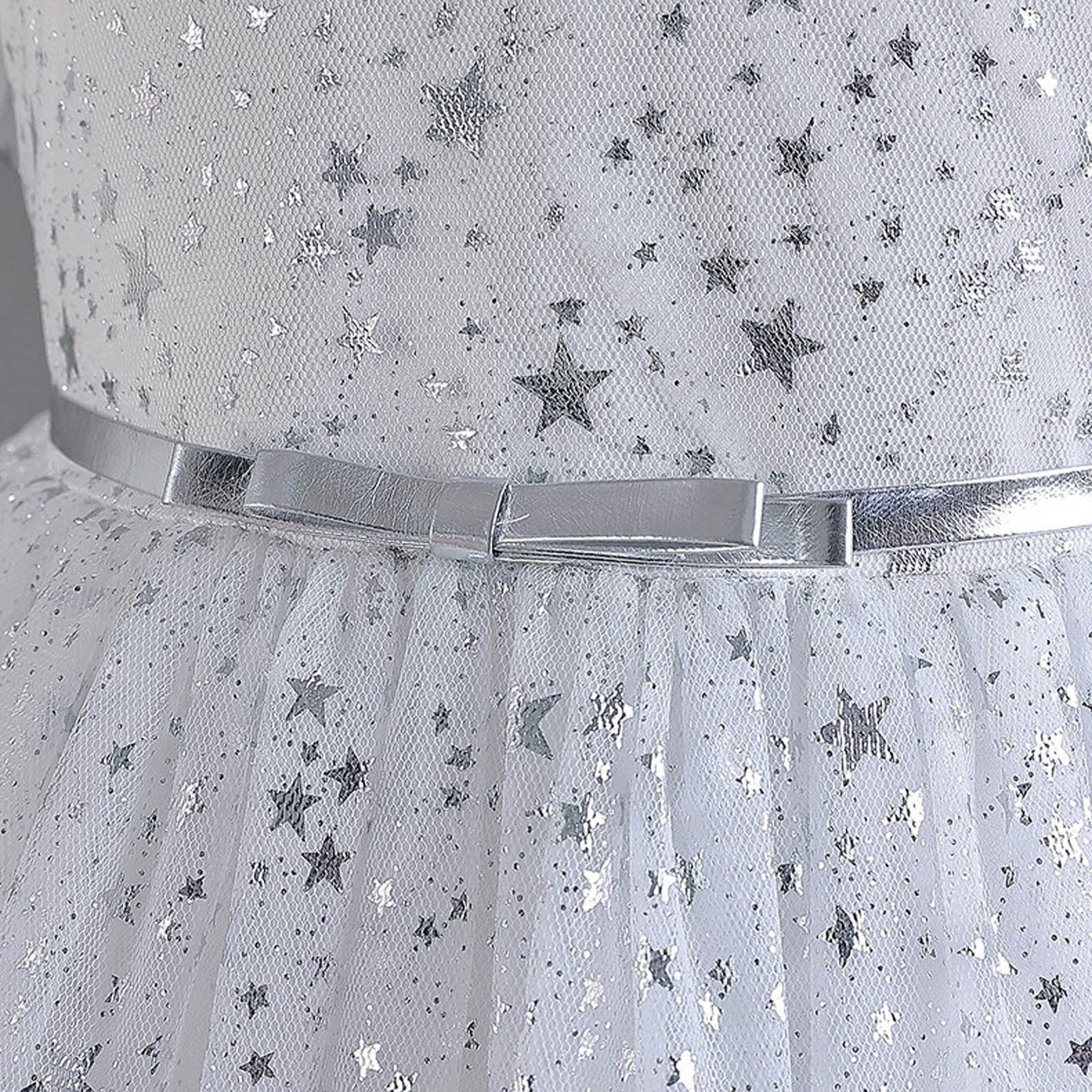 Girls Sequins Tutu-Dresses Layered-Tulle Size 4-12 Toddlers Kids Cute Short Puffed Sleeve Crewneck A-Line Birthday Evening Party Dress