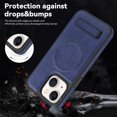 thumbnail image 4 of Magnetic for iPhone 14 Plus Premium PU Leather Case,Built-in Invisible Stand [Compatible with Magsafe] Protective Slim Kickstand Phone Cover Compatible with iPhone 14 Plus, Blue, 4 of 10