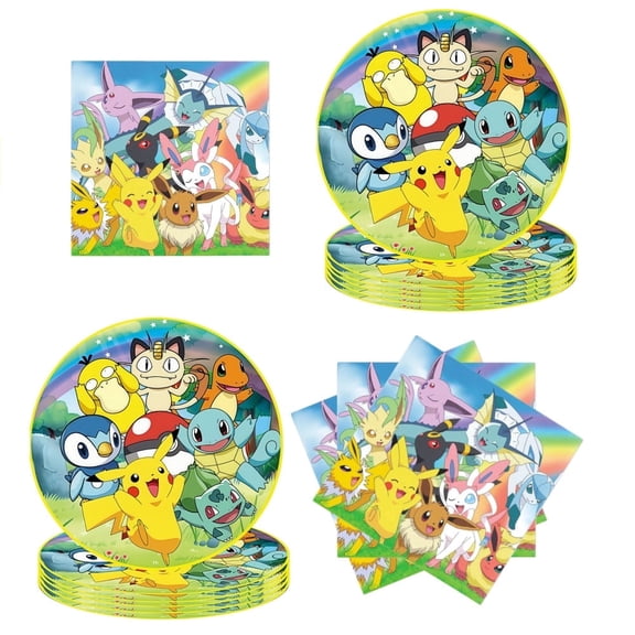 40Pcs Monster Ball Party Supplies - 20 Plates   20 Napkins Set for Cartoon Monster Themed Birthday Decor