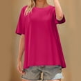 thumbnail image 7 of Lenpel Women's Oversized T Shirts Trendy Short Sleeve Crew Neck Solid Color Soft Casual Tees Loose Summer Tops, 7 of 7