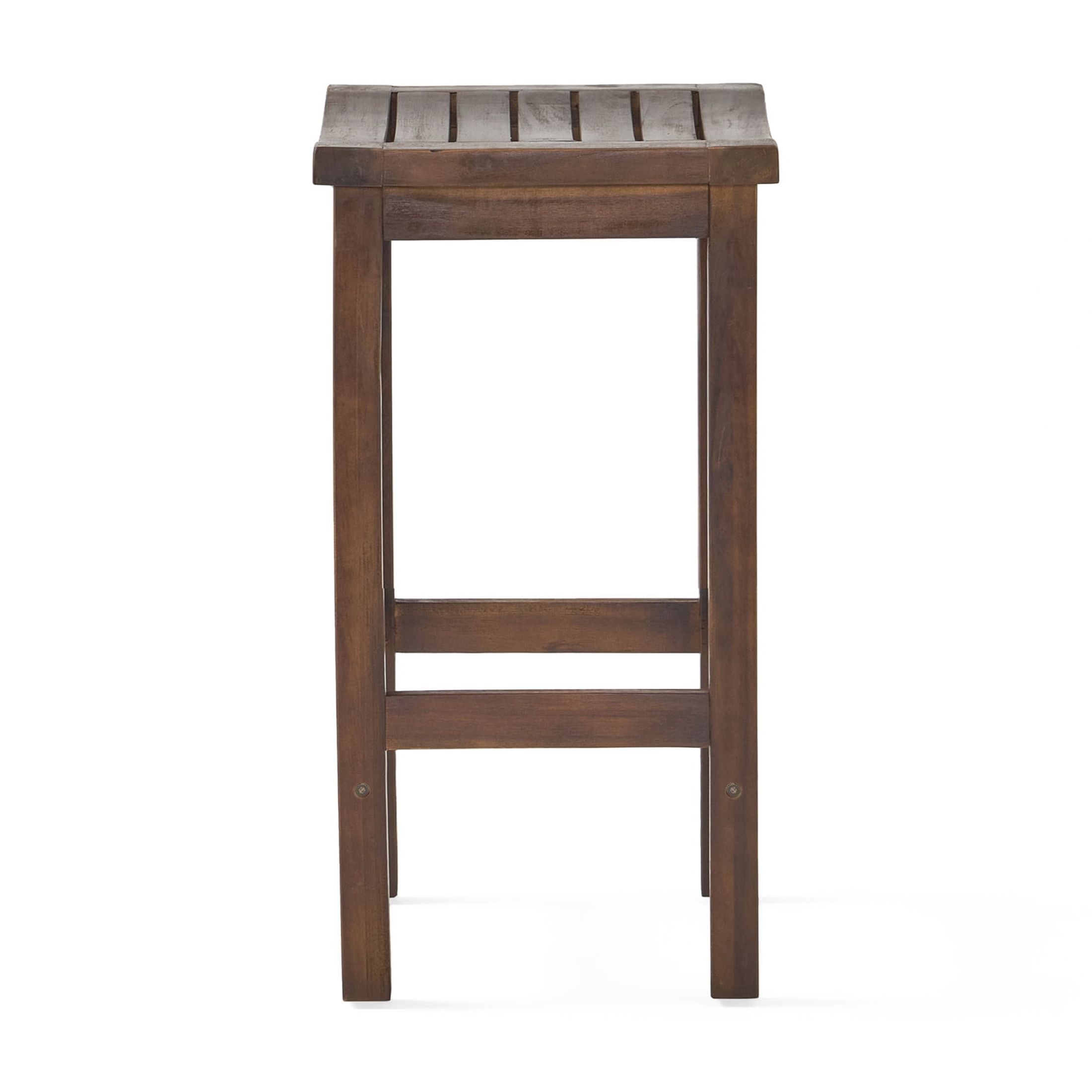 Christopher Knight Home 24.5" Outdoor Acacia Wood Backless Counter Height Bar Stools, Mahogany Brown, Set of 2