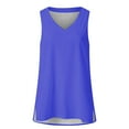 thumbnail image 4 of Pxiakgy Womens Summer Tank Tops Basic Tanks V Neck Sleeveless T Shirts Side Split Solid Color Loose V Neck Sleeveless Sleeveless Solid Color Blouse Business Casual Tank Flowy Tops Dark Blue Xl, 4 of 5