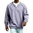 thumbnail image 6 of Lumtrix Men's V Neck Sweatshirt Casual Long Sleeve Waffle Sweatshirts Fashion Pullover Shirts Light Purple M, 6 of 7