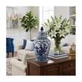thumbnail image 3 of Refined Ceramic Jar for Living Room Decor - Classic Home Accent for Office Styling - Decorative Flower Vase for Room, Bedroom, House , and Table Interior Placement - 19", Blue & White, 3 of 12