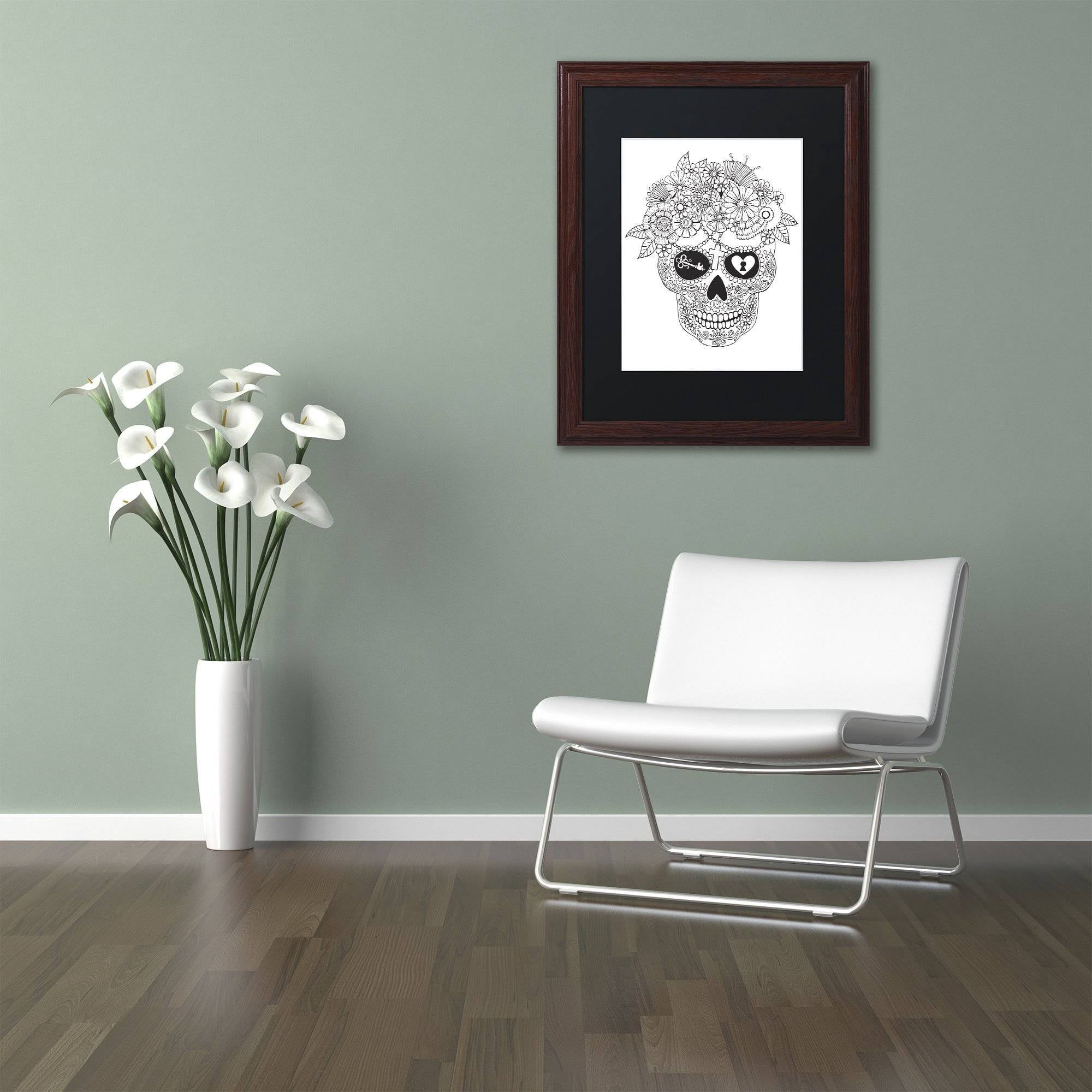 Trademark Fine Art "Lost Love Sugar Skull" Canvas Art by Hello Angel, Black Matte, Wood Frame