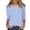 837#Light Blue, variant on Basic Crew Neck 3 Quarter Length Sleeve Shirts For Women Soft Striped Elbow Sleeve Loose Dressy Casual Summer Workout Tops Black S