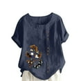thumbnail image 1 of Birdeem Womens Summer Oversize Casual Round-Neck Short Sleeve Flower Printing Loose Shirt Tops, 1 of 5