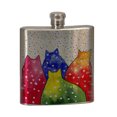 thumbnail image 2 of KuzmarK 6 oz. Stainless Steel Flask Set in Rose Wood Presentation Box -  Fiesta Polka-Dot Kitties Abstract Cat Art by Denise Every, 2 of 2