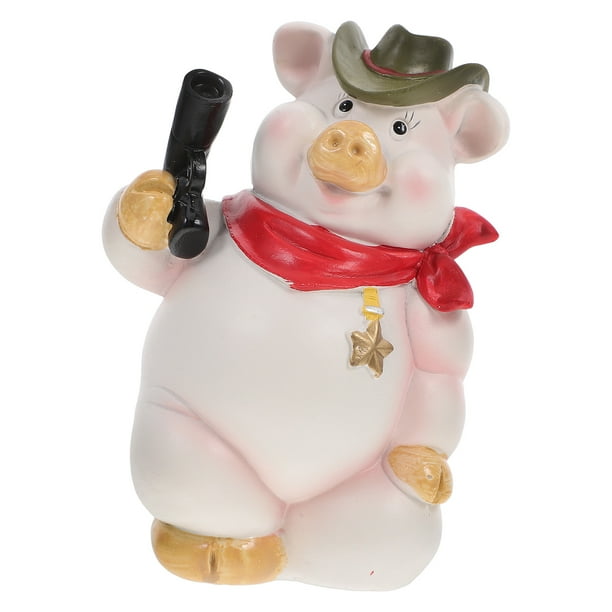 Bonita figura de cerdito, divertida estatua de cerdo, alcancía con forma de animal de dibujos animados para estantes, mesas, escritorios, decoración del hogar y la oficina