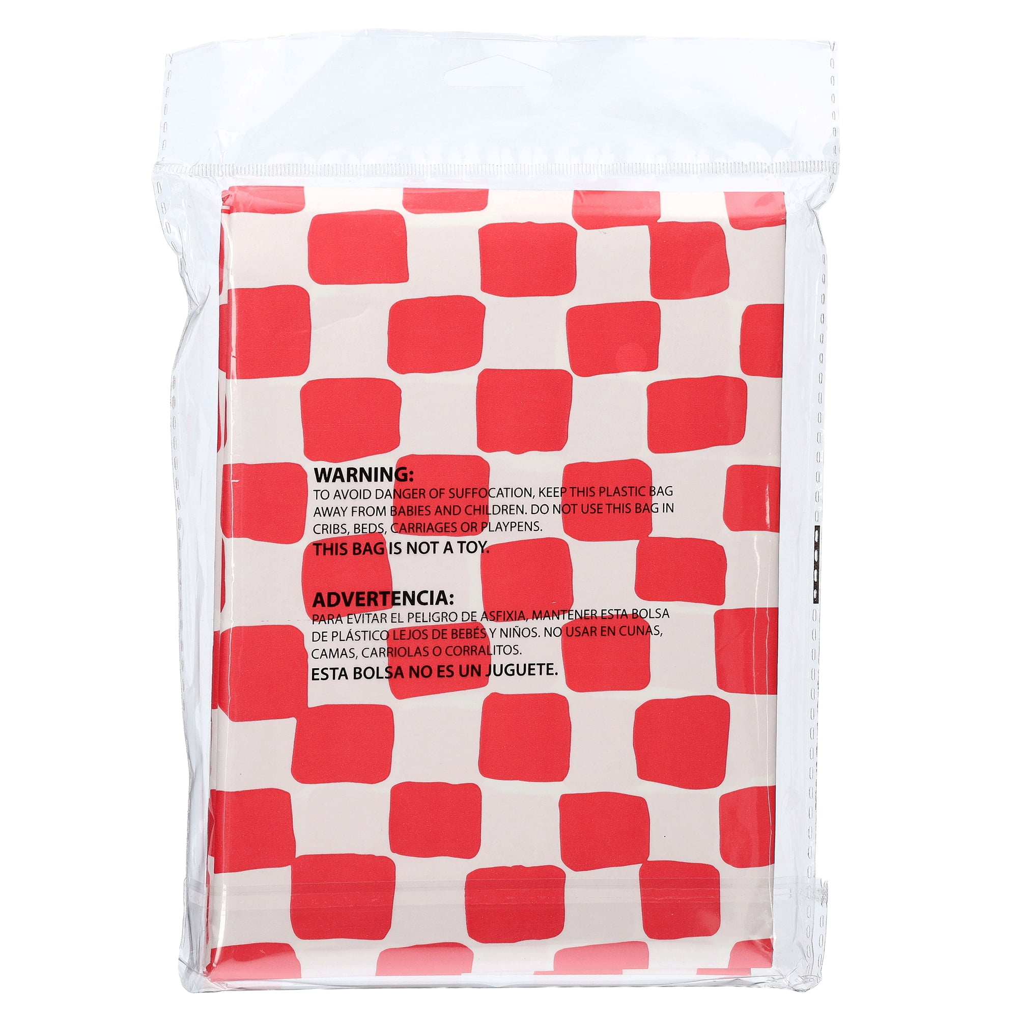 Bright Tides Rectangular Red and White Gingham Paper Table Cover, 54" x 84", by Way To Celebrate