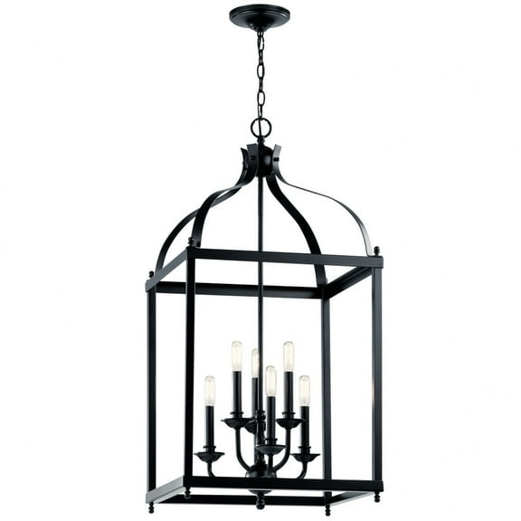 42568BK Kichler Lighting Larkin - 6 Light X-Large Cage Foyer with Traditional Design-36.25 inches tall by 18 inches wide-Black Finish -Traditional