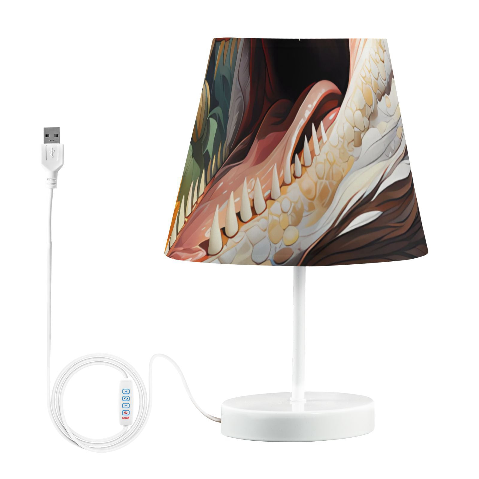 Dinosaur Flowers Leaves LED Desk Lamp Table Lamp USB Bedside Nightstand Small Lamp for Bedroom Living Room Kids Room