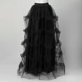 thumbnail image 5 of Yuncity Women Skirts Solid Color High Waist Elastic Maxi A-Line Mesh Asymmetrical Ruffle Summer Leisure Evening Ceremonies Wear Women's Skirts Size L Black, 5 of 5