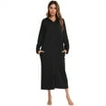 thumbnail image 3 of WOLLED Solid Color Robe for Women's Plus Size Hooded Nightgowns Casual Sleepwear Dress Warm Loungewear S-XXL, 3 of 9