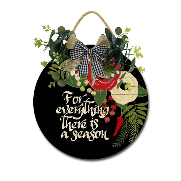 For Everything There Is A Season Front Door,Horizontal Round Door Wreaths,Housewarming Gift Farmhouse Wood Door Hanger for Home Decor Indoor and Outdoor, Classroom, Yard, Porch Décor