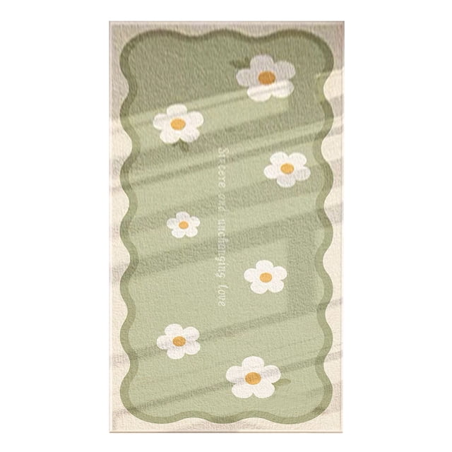 Washable Area Rug, Geometric Floor Mat with Low Pile and Secure Backing, Soft Indoor Carpet for Living Room, Bedroom, and Bedside Use