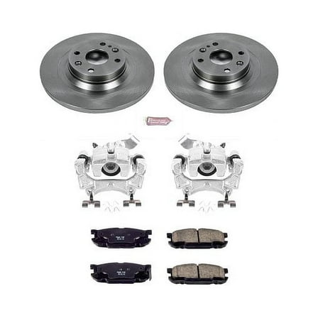 PowerStop Rear Stock Replacement Brake Pad and Rotor Kit with Calipers Fits: MAZDA Select Models KCOE5267