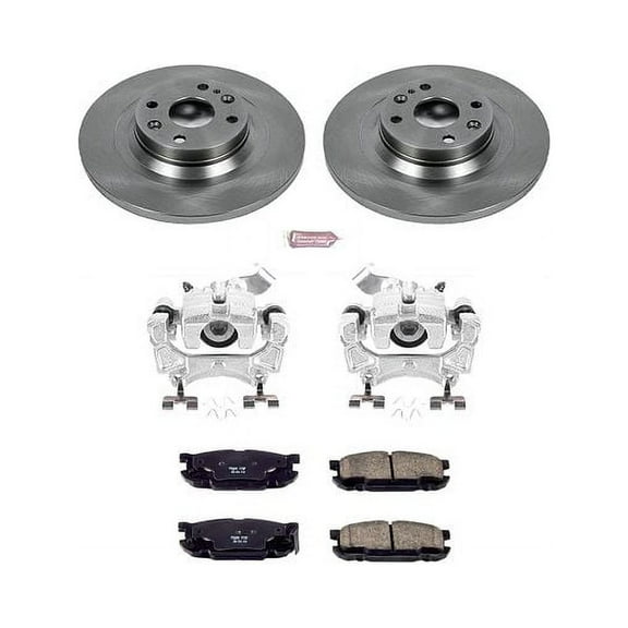 PowerStop Rear Stock Replacement Brake Pad and Rotor Kit with Calipers Fits: MAZDA Select Models KCOE5267
