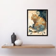 thumbnail image 2 of Cat with Leaf Pattern Fur Coat Modern Teal and Ochre Illustration Art Print Framed Poster Wall Decor 12x16 inch, 2 of 5