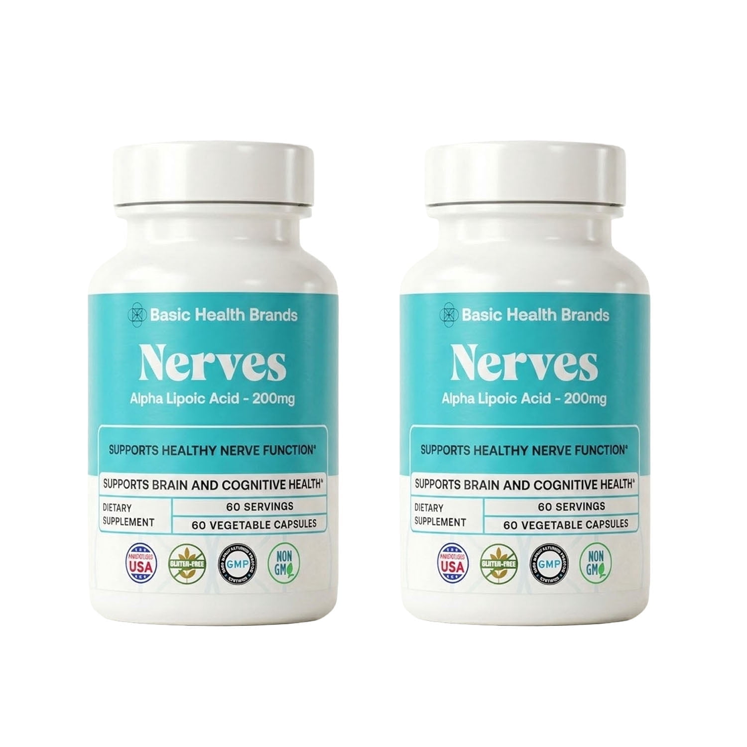 Basic Health Brands Alpha Lipoic Acid, Antioxidant Supplement, Supports Nerve Health, 60 ct (2 Pack)