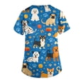 thumbnail image 6 of Kixjoy Scrubs for Women Tops Oversized Short Sleeve V Neck Scrubs Animal Printed Stretch Casual Tops Medical Lightweight Womens Uniform Tops with Pockets, Blue 5XL, 6 of 6