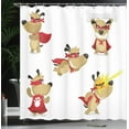 thumbnail image 4 of Ambesonne Animal Shower Curtain, Superhero Puppy with Paw, 69"Wx84"L, Red Cream White, 4 of 5