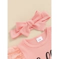 thumbnail image 5 of Bagilaanoe 2pcs Newborn Baby Girl Shorts Set Short Sleeve Letter Print Romper Tops + Ruffles Shorts + Headband 3M 6M Infant Casual Summer Clothes, 5 of 7